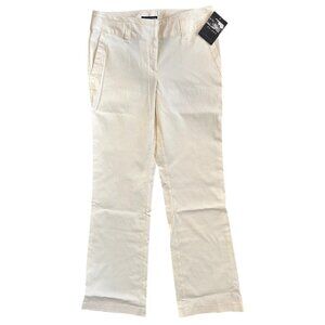 Liz Claiborne Axcess Ivory Straight Leg Pants Stretch Belt Loops Mid-Rise Size 6